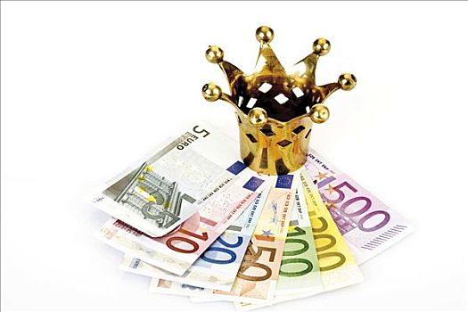 金色,皇冠,欧元钞票