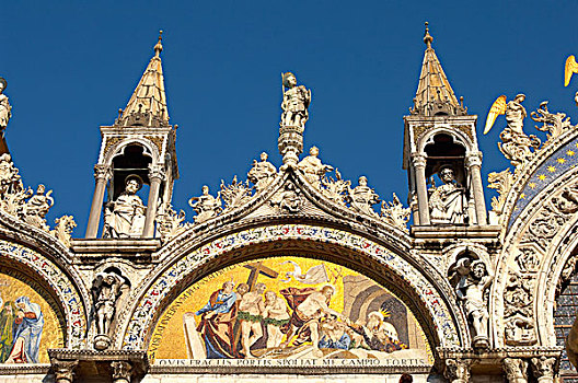 图案,雕塑,正面,大教堂,威尼斯,威尼托,意大利,欧洲