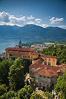瑞士,提契诺河,洛迦诺,教堂,马焦雷湖