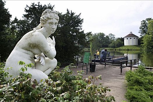 雕塑,跪着,维纳斯,德绍-沃尔利茨,花园,世界遗产,德绍,萨克森安哈尔特,德国
