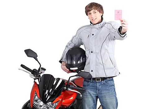年轻人,摩托车,牌照