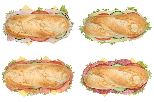 抽象拼贴画,三明治,法棍面包,意大利腊肠,扣像