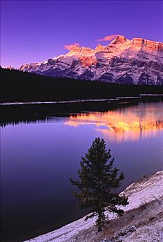 日落,上方,加拿大,班夫国家公园,伦多山,班芙国家公园,艾伯塔省