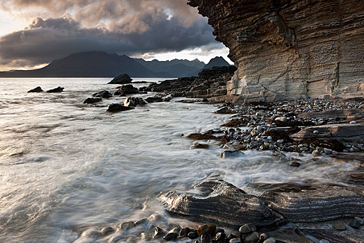 岩石海岸,斯凯岛,苏格兰,英国,欧洲