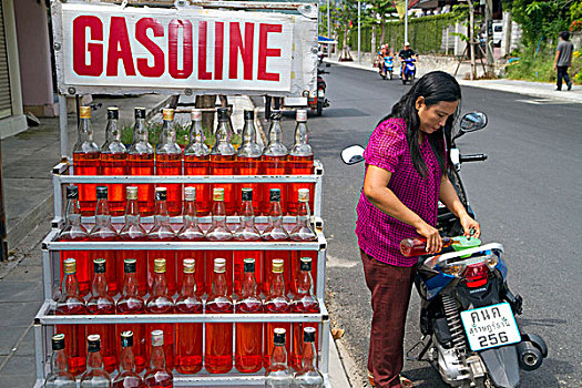 汽油,售出,一个,公升,威士忌,瓶子,海滩,乡村,岛屿,苏梅岛,泰国
