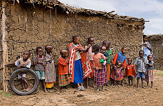 马萨伊,孩子,马赛马拉国家保护区,肯尼亚,非洲