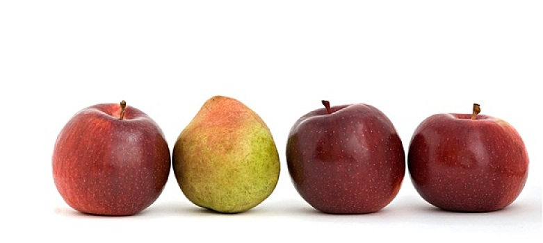 三个,苹果,梨,隔绝,白色背景,背景
