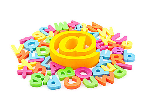 电子邮件,象征,彩色,信,白色背景,背景