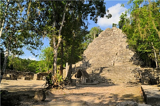遗址,玛雅,金字塔,丛林,尤卡坦半岛,墨西哥