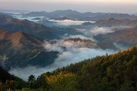 石潭,云海,安徽,山沟,油菜花,风光,壮观,气候,环境,仙境,诱惑,秀美,俯瞰,村庄