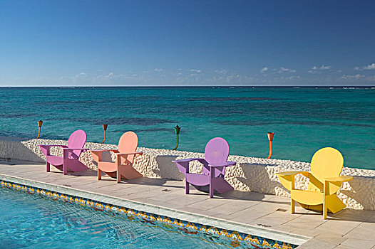 巴哈马,新普罗维登斯,岛屿,彩色,游泳池,椅子