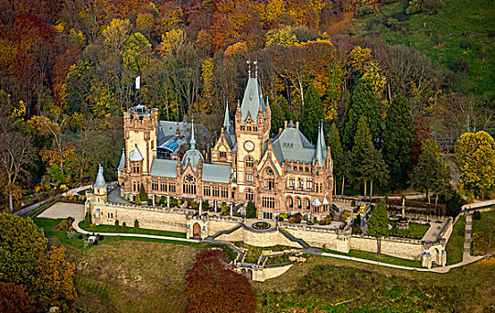 城堡,秋天,莱茵河谷,北莱茵威斯特伐利亚,德国,欧洲