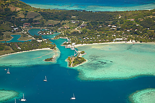 小湾,岛屿,玛玛努卡群岛,斐济,南太平洋,俯视