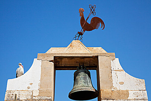 鸟,金属,公鸡,坐,钟楼,法若,阿尔加维,葡萄牙