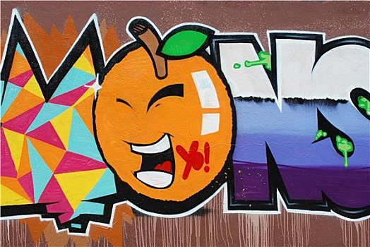 涂鸦,墙壁,橙色