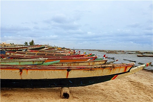 非洲,塞内加尔,大西洋海岸,渔民,船