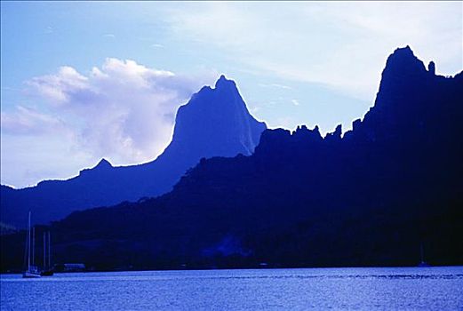 法属玻利尼西亚,塔希提岛,茉莉亚岛,看,库克湾,蓝色