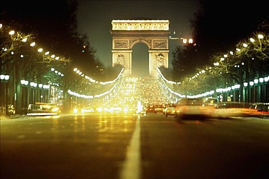 拱形,夜晚,巴黎,法国