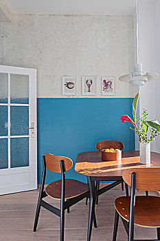 家具,双色调,墙壁,餐厅
