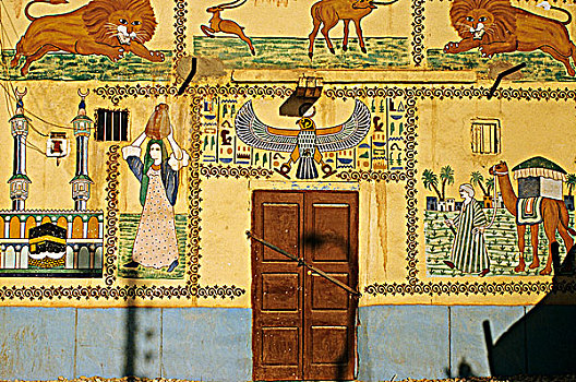 埃及,靠近,路克索神庙,壁画