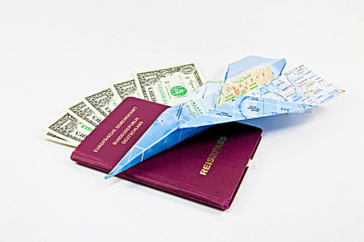 护照,钱,空中旅行,象征