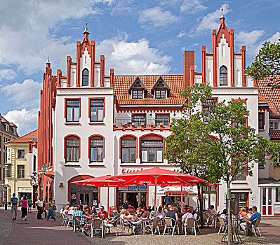 餐馆,市场,地点,魏斯玛,梅克伦堡前波莫瑞州,德国,欧洲