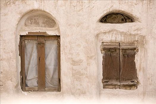 房子,砖,粘土,两个,窗户,历史,中心,世界遗产,也门,中东