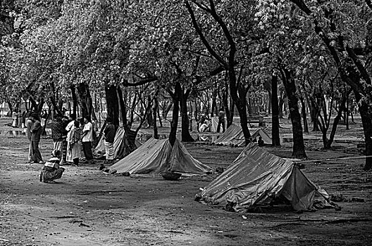 公路,居民,生活方式,帐篷,塑料制品,人,离开,公园,政府,条理,2006年,达卡,孟加拉,2005年,乡村,区域