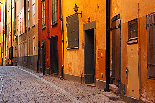 街道,彩色,建筑,老城,斯德哥尔摩,瑞典