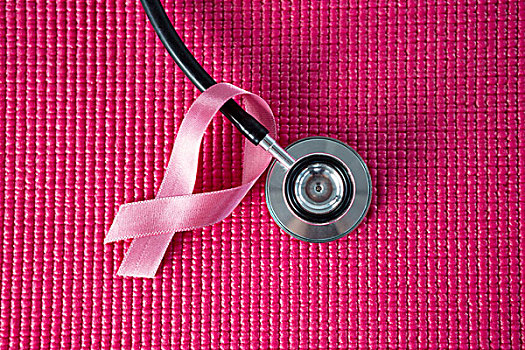 俯视,听诊器,粉色,乳腺癌,意识,带,布