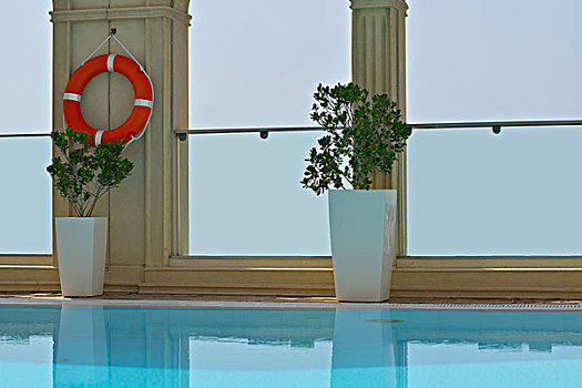 屋顶,游泳池,上面,酒店,蓝天,背景