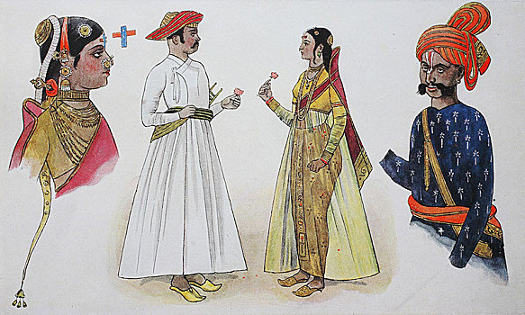 衣服,时尚,印度,左边,女人,房子,妻子,拉杰普特,战士,插画,亚洲