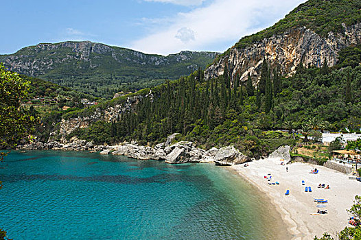 海滩,湾,科孚岛,爱奥尼亚群岛,希腊,欧洲