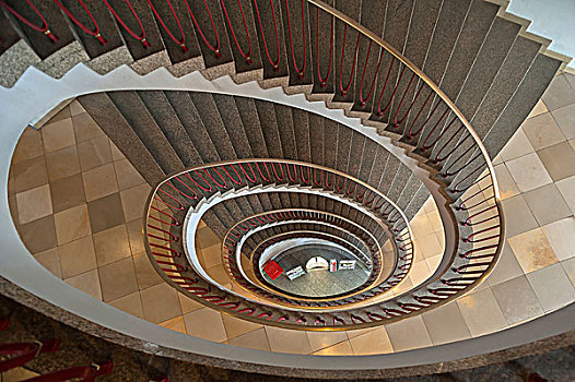 20世纪50年代,楼梯,纽伦堡,市政厅,中间,弗兰克尼亚,巴伐利亚,德国,欧洲