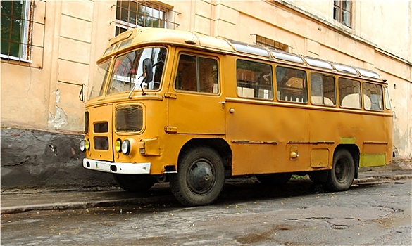 老,乌克兰,巴士,停放,街道