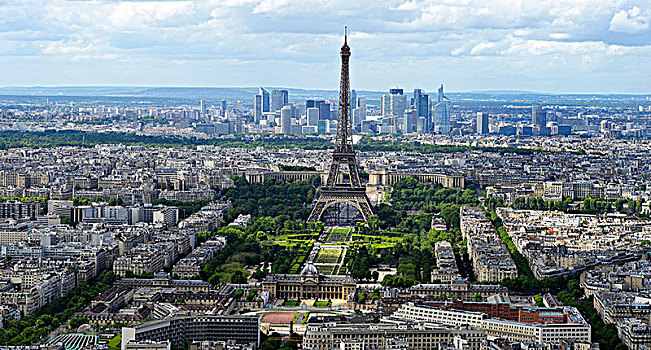 法国,巴黎,俯视,全景,埃菲尔铁塔,正面,塔,拉德方斯