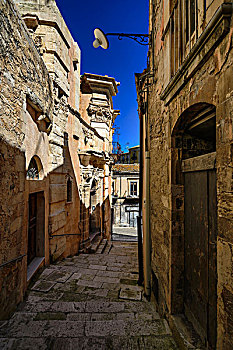 鉴于狭小的街道,拉古萨伊布拉,西西里岛,意大利