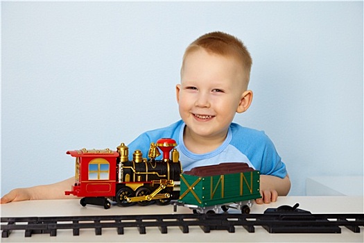 男孩,玩,玩具,铁路