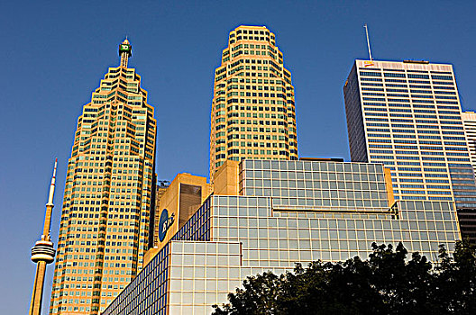 市区,加拿大国家电视塔,高层建筑,写字楼,多伦多,安大略省,加拿大