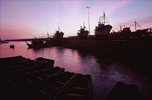 日落,港口,苏维拉,摩洛哥,非洲
