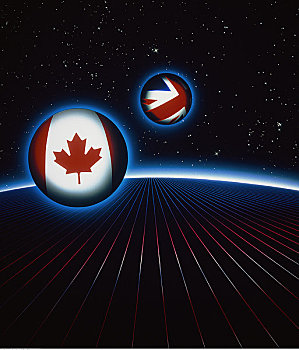 英国,加拿大国旗,球体