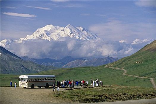 游客,风景,麦金立山,石头,山,德纳里国家公园,室内,夏天,景色