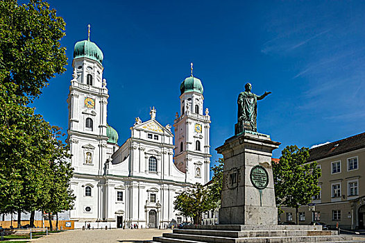 纪念建筑,国王,马克西米利安,巴伐利亚,西部,建筑,大教堂,帕绍,下巴伐利亚,德国,欧洲