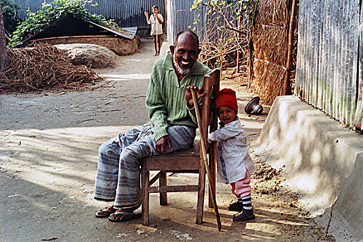 过去,未来,爷爷,迟,孙子,生活方式,达卡,疾病,愉悦,乡村,孟加拉,2000年