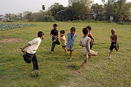孩子,玩,达卡,孟加拉,2008年
