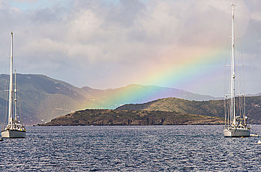 英属维京群岛,彩虹,风景,岛屿,背影,托托拉岛