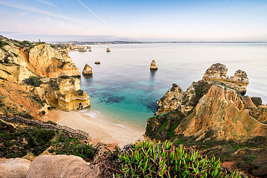 海滩,悬崖,拉各斯,阿尔加维,葡萄牙,欧洲
