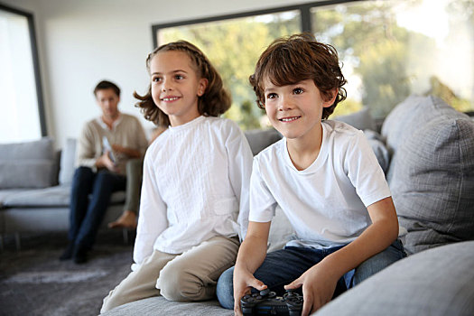 儿童,在家,玩,电子游戏
