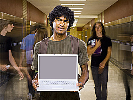 高中,男孩,学校,笔记本电脑