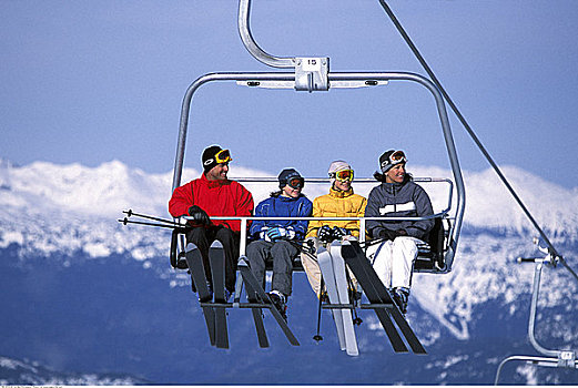 家庭,滑雪缆车